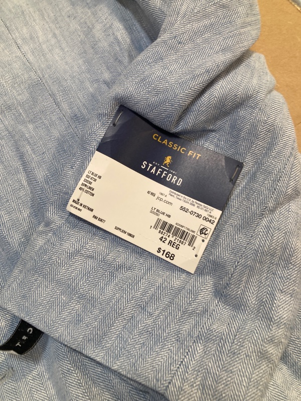 Photo 1 of Stafford Men's Linen Cotton Classic Fit Sport Coat, 42 Regular, Blue