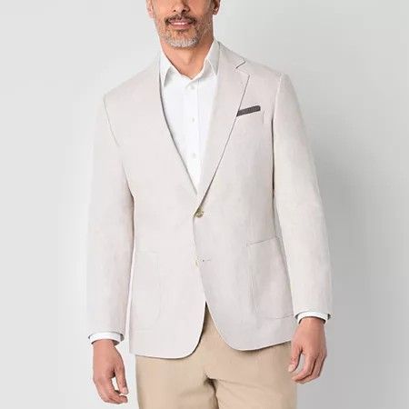 Photo 1 of Stafford Men's Linen Cotton Classic Fit Sport Coat, 44 Regular, Beige