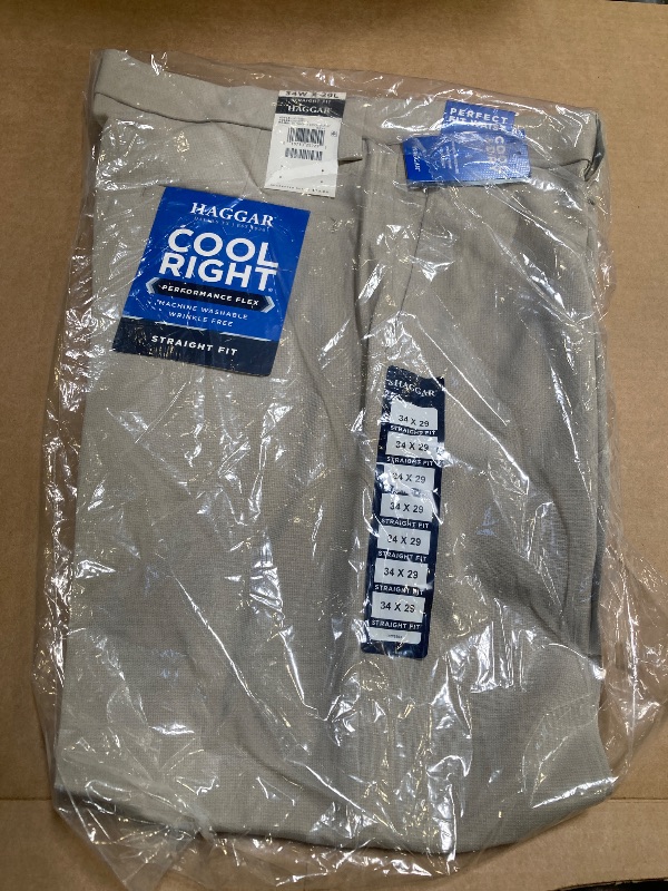 Photo 1 of Haggar Men's Cool Right Performance Flex Straight Fit Flat Front Pant-reg. and Big & Tall, String, 34x29
