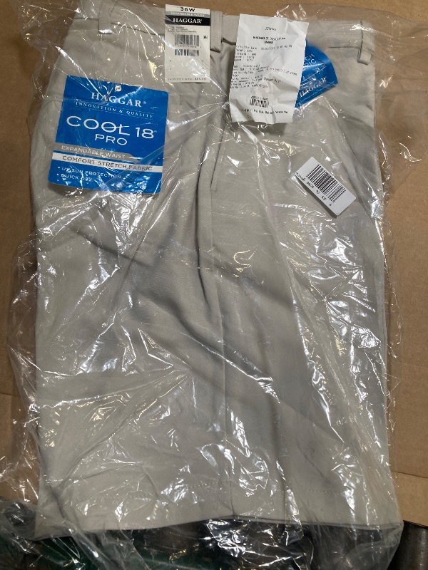 Photo 1 of Haggar Men's Cool 18 Pro Straight Fit Flat Front 4-Way Stretch Expandable Waist Short, String, 36
