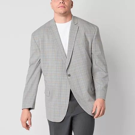 Photo 1 of J. Ferrar Mens Big and Tall Plaid Sport Coat, 58 Big Long, Gray