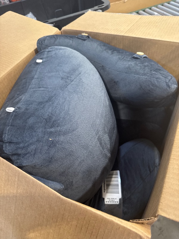 Photo 1 of SLIGUY Reading Pillow-Extra Large 31" Bed Rest Pillow with Detachable Neck Roll & Arms for Sitting in Bed or Couch-Adult Backrest Reading Pillow for Reading/Watching TV/Gaming/Relaxing-Dark Blue

