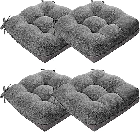 Photo 1 of MAGIC ELEPHANT Chair Cushions for Dining Chair, Shredded Memory Foam Kitchen Chair Cushions Set of 4, Non-Slip Thick Dinning Room Chair Pads Seat Cushions,  (Grey)
32