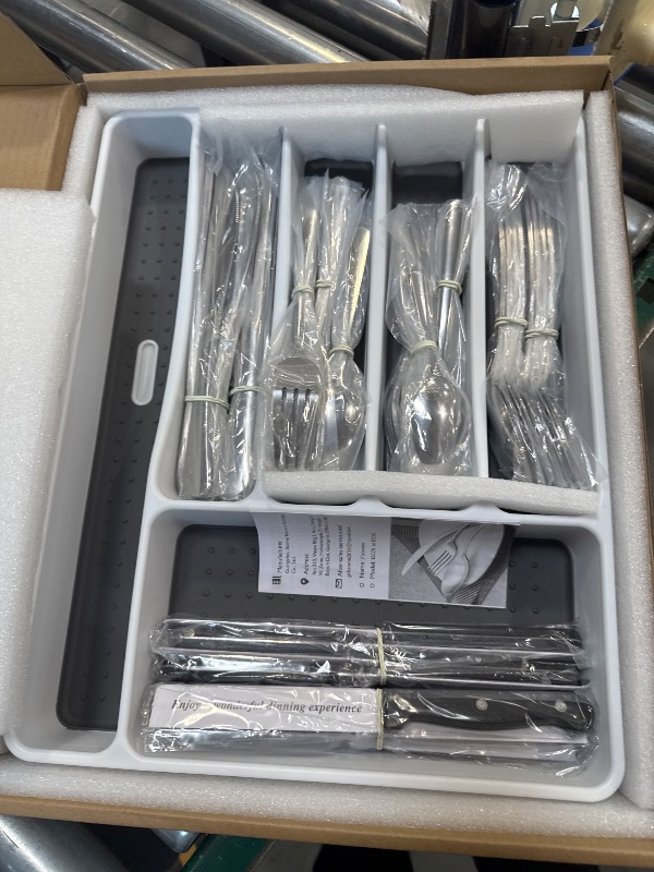 Photo 1 of 49-Piece Silverware Set with Organizer, Heavy Duty Stainless Steel Flatware for 8, Cutlery Utensil Sets with Steak Knives, Rust-proof, Mirror Polished, Dishwasher Safe