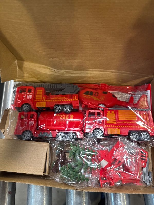 Photo 1 of RAYNAG 20-Piece Fire Truck Cake Topper - Firefighter Cake Decorations, Fireman Birthday Party Supplies