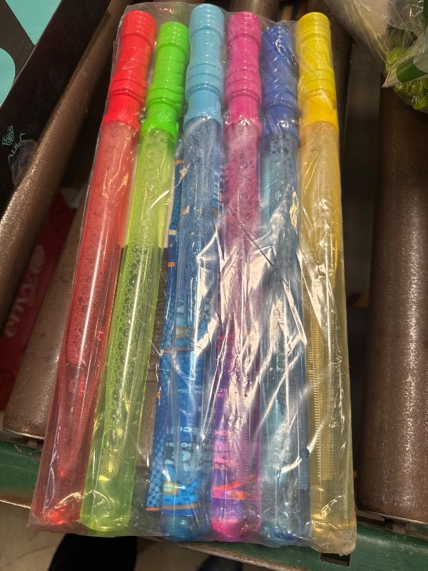 Photo 1 of JOYIN 14.6’’ Big Bubble Wands for Kids, 6 PCS Bubble Wand with Refill Solution for Summer Toy Party Favor, Outdoors Toy Activity, Easter Basket Stuffers, Birthday Gift