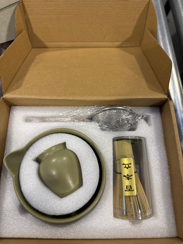 Photo 1 of 20OZ Matcha Whisk Set - 5PCS Japanese Tea Set Includes Matcha Bowl with Spout, Bamboo Whisk with Ceramic Holder, Bamboo Scoop and Sifter, Matcha Kit for Ceremony, Gift for Matcha Lovers (Matcha Green)