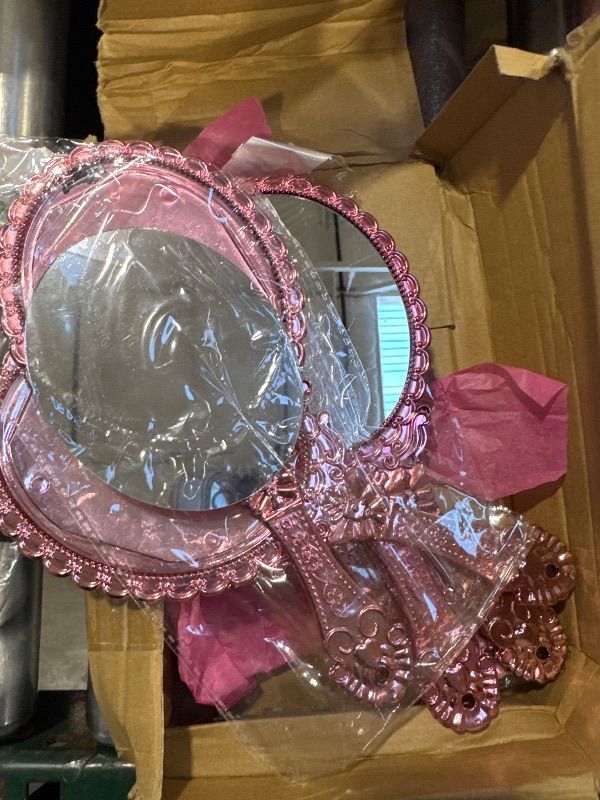 Photo 1 of Qunclay 6Pcs Vintage Handheld Mirror, 9.8" L x 4.5" W Small Rose Gold Embossed Portable Princess Mirror for Classroom Kids Princess Party Favors Travel