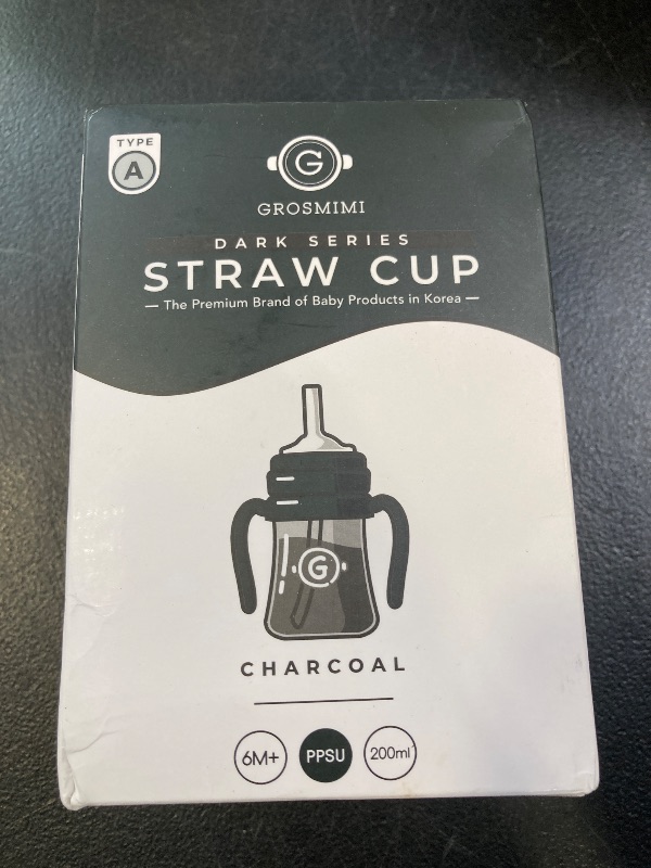 Photo 1 of GROSMIMI Spill Proof no Spill Magic Sippy Cup with Straw with Handle for Baby and Toddlers, Customizable, PPSU, BPA Free 6 oz (Charcoal)