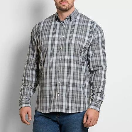Photo 1 of Van Heusen Big and Tall Men's Classic Fit Long Sleeve Button-Down Shirt, 4x-large, Gray
