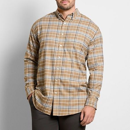 Photo 1 of Van Heusen Big and Tall Men's Classic Fit Long Sleeve Button-Down Shirt, 2x-large, Brown