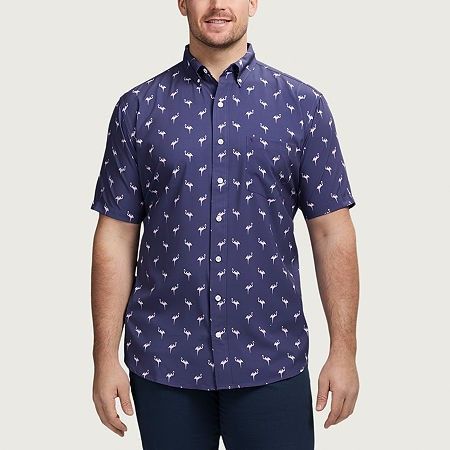 Photo 1 of IZOD Men's Breeze Stretch Fabric Short Sleeve Classic Fit Big and Tall Button-Down Shirt, 2x-large Tall, Blue
