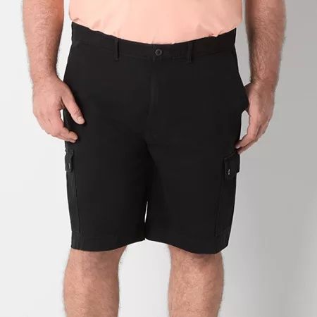 Photo 1 of St. John's Bay Comfort Waist 10" & 11" Men's Big and Tall Stretch Fabric Cargo Short, 56 Regular, Black
