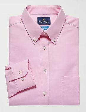 Photo 1 of Stafford Coolmax All Season Oxford Men's Regular Fit Stretch Fabric Wrinkle Free Long Sleeve Dress Shirt - L 16-16 1/2 , 34-35
