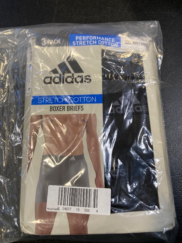 Photo 1 of adidas Men's Performance Stretch Cotton Boxer Brief Underwear (3-Pack) Designed for Active Comfort and All Day wear, Black/Onix Grey, 3X-Large Big Tall