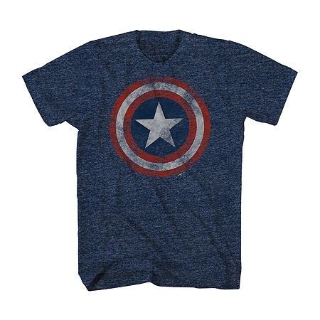 Photo 1 of Mens Crew Neck Short Sleeve Regular Fit Captain America Big and Tall Graphic T-Shirt, 4x-large Tall, Blue
