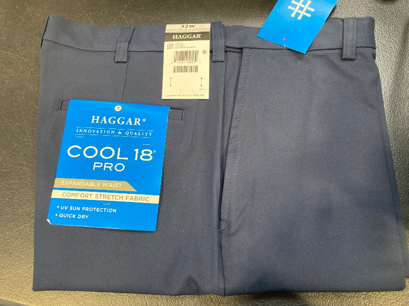 Photo 1 of Haggar Men's Cool 18 Pro Straight Fit Flat Front 4-Way Stretch Expandable Waist Short, Navy, 32W