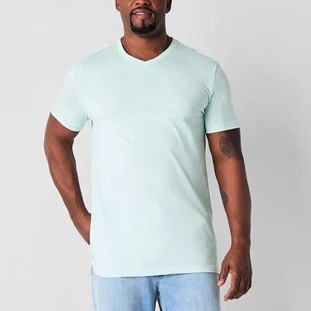Photo 1 of St. John's Bay Super Soft Big and Tall Men's V Neck Short Sleeve T-Shirt, 1x-large Tall, Blue