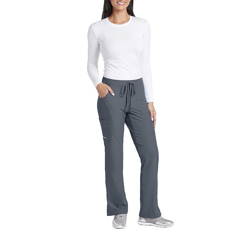 Photo 1 of Skechers Sk201 Reliance 3-Pocket Mid-Rise Straight Leg Women's Plus Tall Tag Free Stretch Fabric Moisture Wicking Scrub Pant, Large Tall, Gray 
