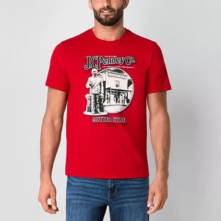 Photo 1 of St. John's Bay Jcpenney Heritage Men's Crew Neck Short Sleeve Classic Fit Graphic T-Shirt, Medium, Red