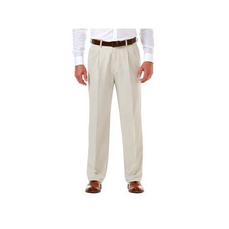 Photo 1 of Haggar Men's Cool 18 Pro Classic-Fit Expandable Waist Pleated Stretch Dress Pants - 40W x 32L
