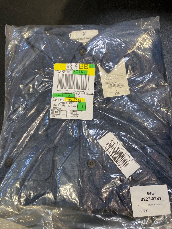 Photo 1 of Mutual Weave Men's Regular Fit Long Sleeve Flannel Shirt, Large, Blue
