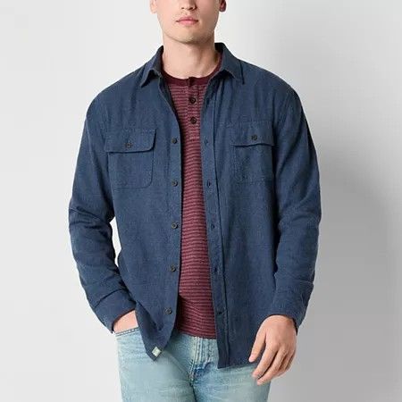 Photo 1 of Mutual Weave Men's Regular Fit Long Sleeve Flannel Shirt, Large, Blue