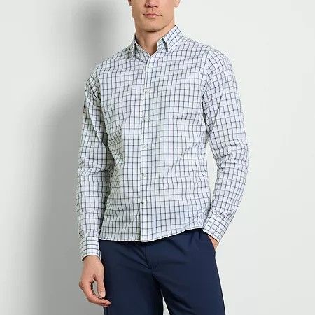Photo 1 of Van Heusen Men's Slim Fit Long Sleeve Checked Button-Down Shirt, XX-Large, White
