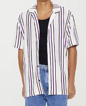 Photo 1 of Forever 21 Men's Short Sleeve Striped Button-Down Shirt - L 