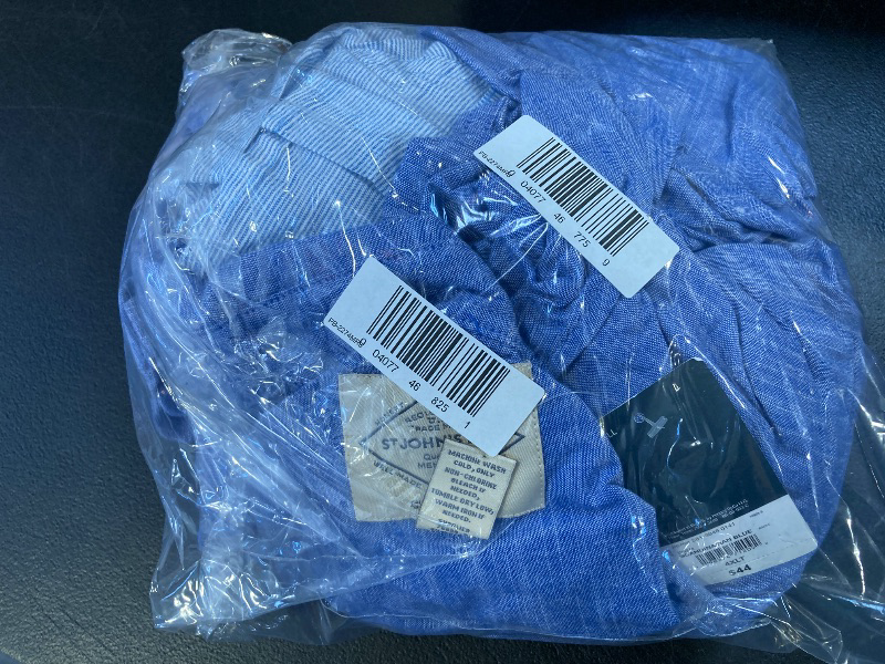 Photo 1 of St. John's Bay Men's Chambray Short Sleeve Classic Fit Big and Tall Button-Down Shirt, 4x-large Tall, Blue
