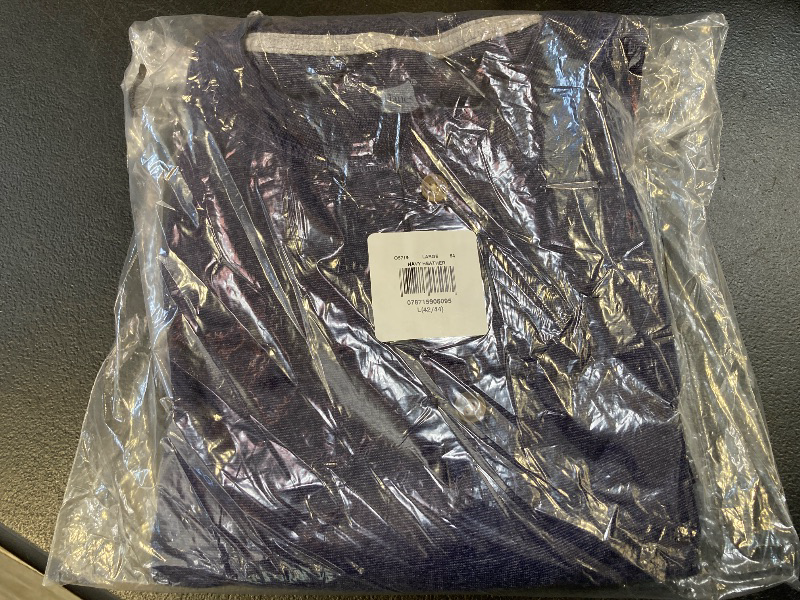 Photo 1 of Hanes Men's Heavyweight Beefy-T Long Sleeve Henley Navy Heather - Large 