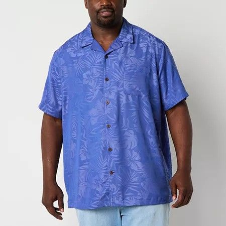 Photo 1 of St. John's Bay Button-Down Men's Short Sleeve Breathable Big and Tall Camp Shirt, 3x-large, Blue
