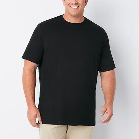 Photo 1 of St. John's Bay Super Soft Big and Tall Men's Crew Neck Short Sleeve Moisture Wicking T-Shirt, 4x-large Tall, Black