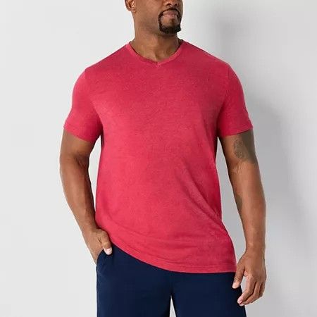 Photo 1 of St. John's Bay Super Soft Big and Tall Men's V Neck Short Sleeve T-Shirt, 1x-large Tall, Red