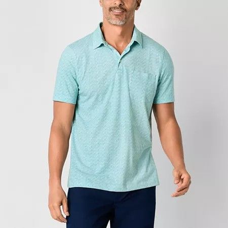 Photo 1 of St. John's Bay Super Soft Jersey Men's Classic Fit Short Sleeve Polo Shirt, Large, Blue