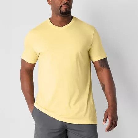 Photo 1 of St. John's Bay Super Soft Big and Tall Men's V Neck Short Sleeve T-Shirt, X-large Tall, Yellow