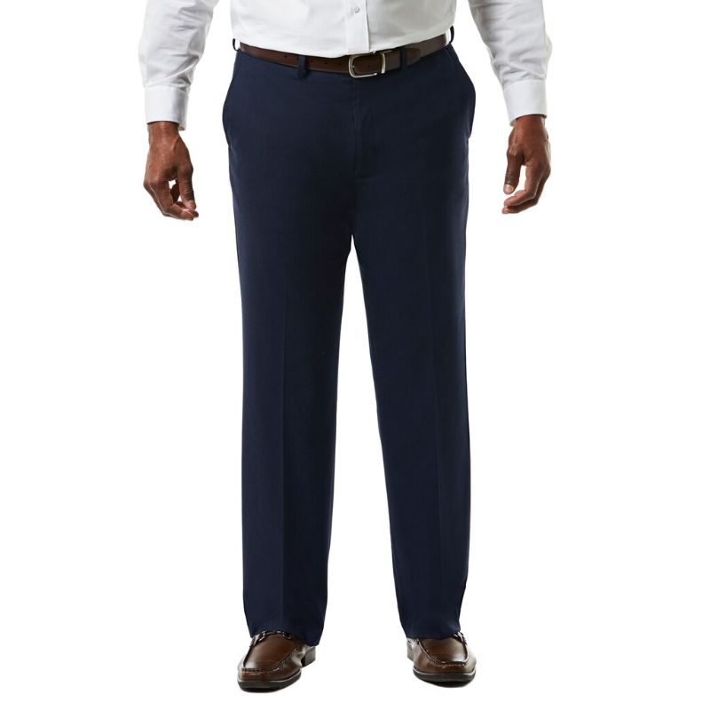 Photo 1 of Haggar JMH Premium Stretch Sharkskin Men's Big Stretch Fabric Classic Fit Flat Front Suit Pant, 50 x 30, Blue