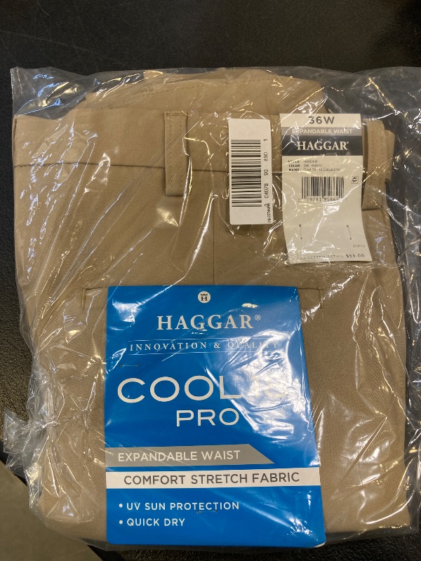 Photo 1 of Haggar Men's Cool 18 Pro Flat Front Classic-Fit 9.5" Shorts - Khaki - 36W
