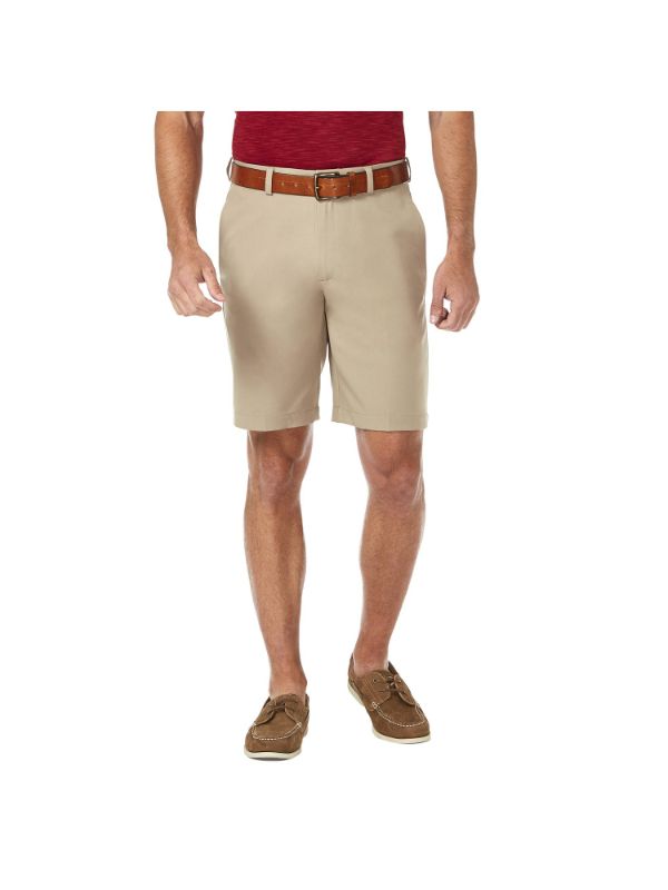 Photo 1 of Haggar Men's Cool 18 Pro Flat Front Classic-Fit 9.5" Shorts - Khaki - 36W
