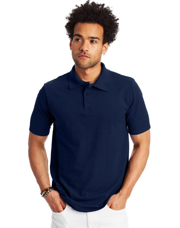 Photo 1 of Hanes X-Temp Unisex Adult Classic Fit Short Sleeve Polo Shirt, 2xl, Blue