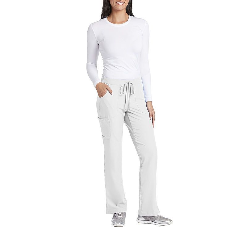 Photo 1 of Skechers Sk201 Reliance 3-Pocket Mid-Rise Straight Leg Women's Plus Tall Tag Free Stretch Fabric Moisture Wicking Scrub Pant, Large Tall, White
