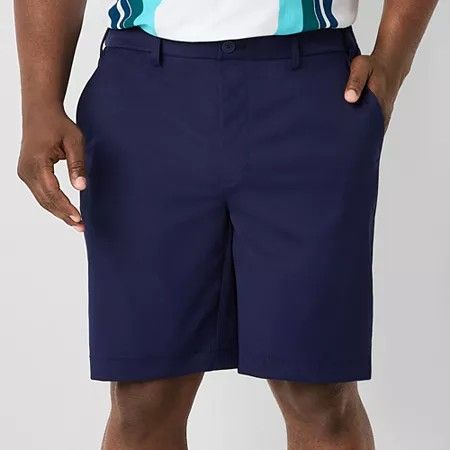 Photo 1 of Shaquille O'Neal XLG Men's 10 1/2" Big and Tall Moisture Wicking Drawstring Waist Chino Short, X-large Tall, Blue