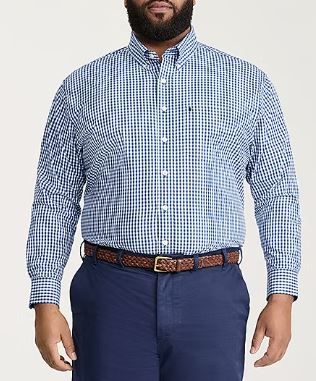 Photo 1 of IZOD Performance Comfort Men's Long Sleeve Classic Fit Stretch Fabric Big and Tall Button-Down Shirt - 2XLT