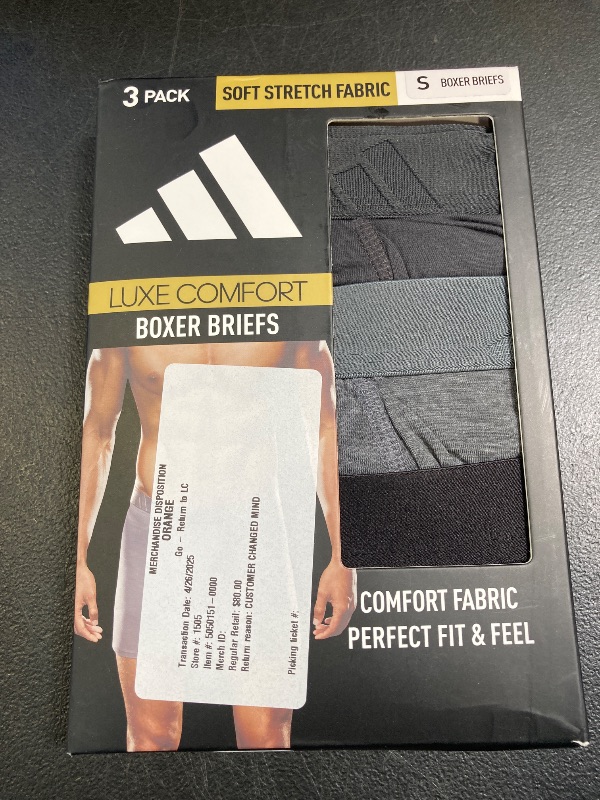 Photo 1 of Adidas Luxe Comfort Men's 3 Pack Boxer Briefs, Small, Gray

