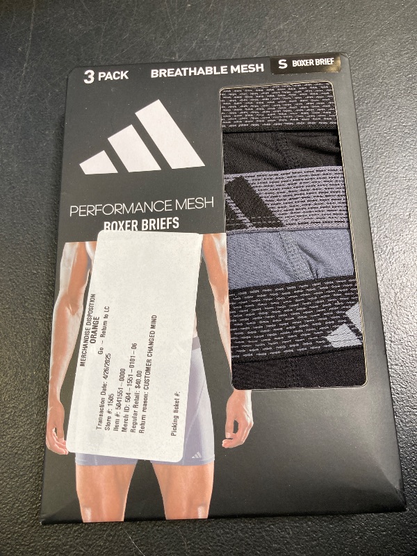 Photo 1 of Adidas Performance Mesh Men's 3 Pack Boxer Briefs, Small, Black
