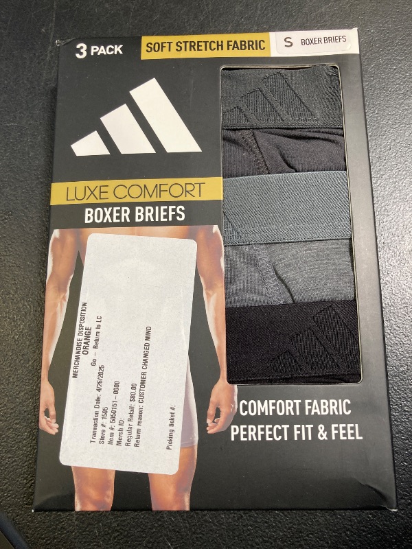 Photo 1 of Adidas Luxe Comfort Men's 3 Pack Boxer Briefs, Small, Gray

