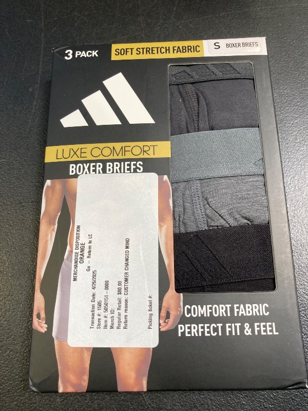 Photo 1 of adidas Men's Boxer Brief Underwear 3-Pack – Luxe Comfort Ultra Soft Rayon Blend, Carbon Grey/Heather Dark Grey/Black, Small