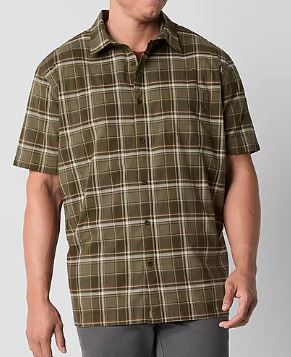 Photo 1 of mutual weave Big and Tall Men's Classic Fit Short Sleeve Checked Button-Down Shirt - LT