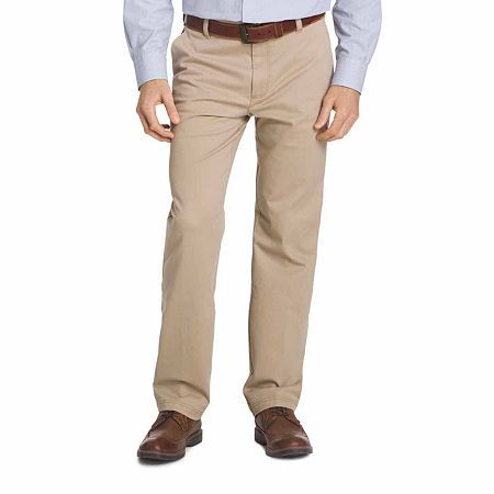Photo 1 of IZOD Sport flex Waistband Non Iron Performance Men's Straight Straight Fit Big and Tall Flat Front Pant, 44W X 29L, Beige