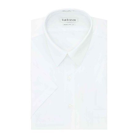Photo 1 of Van Heusen Poplin Solid Short-Sleeve Dress Shirt - White - 16 